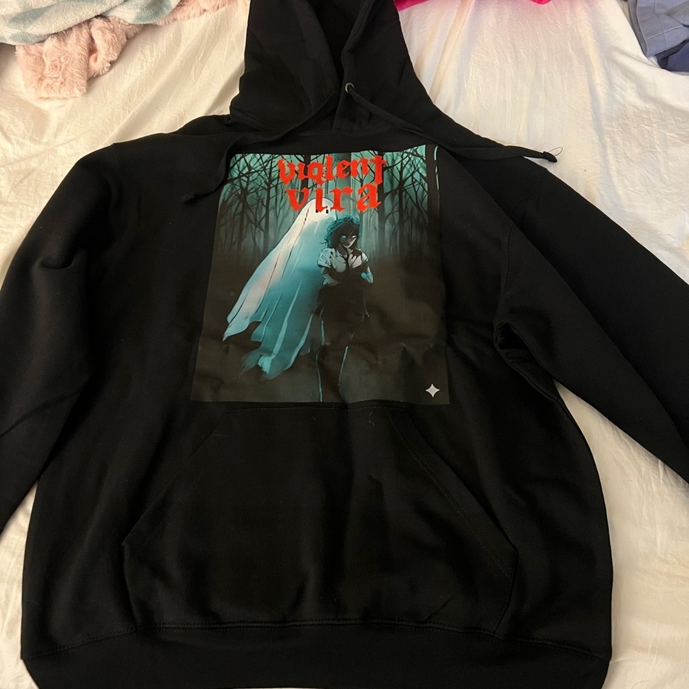 SOLD Black Hoodie with Violent Vira design
